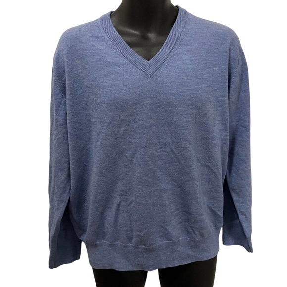 Orvis Men’s 100% Merino Wool V-Neck Pullover Sweater‎ Blue Size Medium - Picture 1 of 4